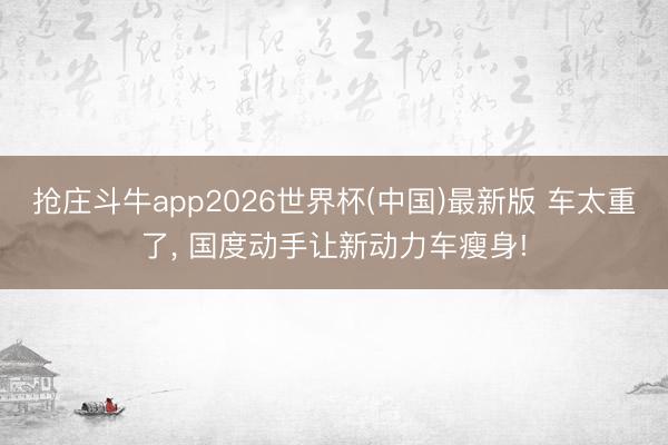 抢庄斗牛app2026世界杯(中国)最新版 车太重了， 国度动手让新动力车瘦身!