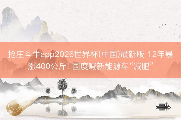 抢庄斗牛app2026世界杯(中国)最新版 12年暴涨400公斤! 国度喊新能源车“减肥”